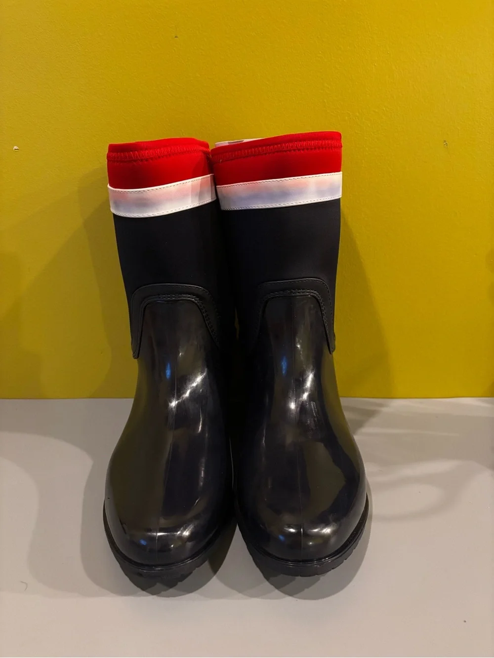 Tommy Hilfiger Black Rain Boot with Red & White Accent(HH)